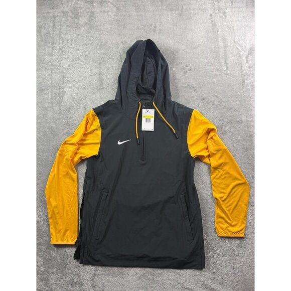 Nike Jacket Mens Small Black Yellow Hooded Quarter Zip Pullover Mesh FJ9536-015 - Picture 1 of 12